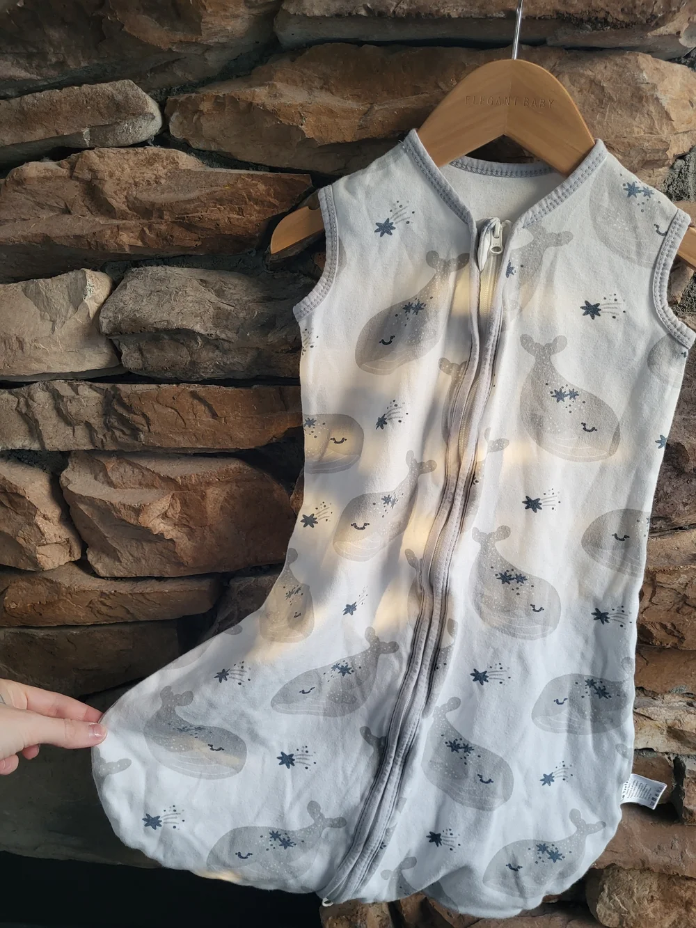 Sleeveless Gray Whale Print Pajama Sleep Sack